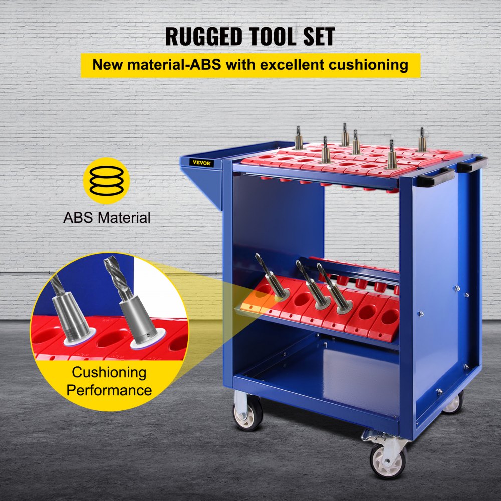 AMITOOLS Tool Cart 40 Taper Tool Holder CNC Tool Cart 35 Capacity CAT40 BT40 Service Carts with Wheels Heavy Duty (BT40 35 Capacity)