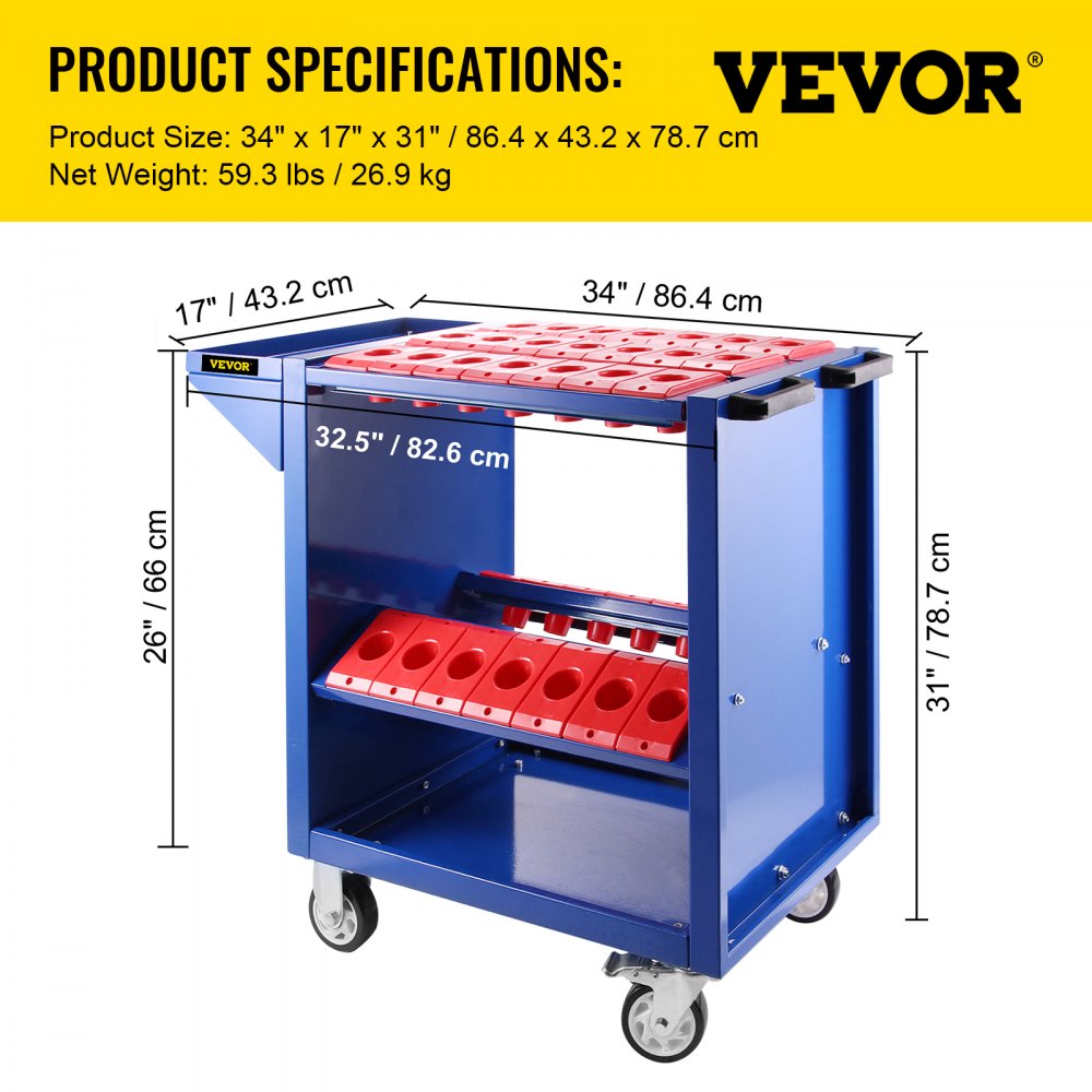 AMITOOLS Tool Cart 40 Taper Tool Holder CNC Tool Cart 35 Capacity CAT40 BT40 Service Carts with Wheels Heavy Duty (BT40 35 Capacity)