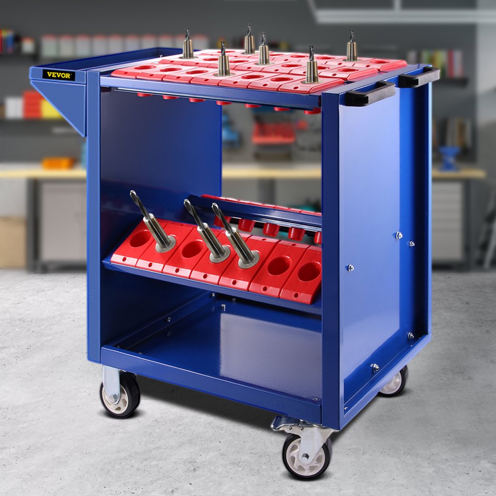 AMITOOLS Tool Cart 40 Taper Tool Holder CNC Tool Cart 35 Capacity CAT40 BT40 Service Carts with Wheels Heavy Duty (BT40 35 Capacity)