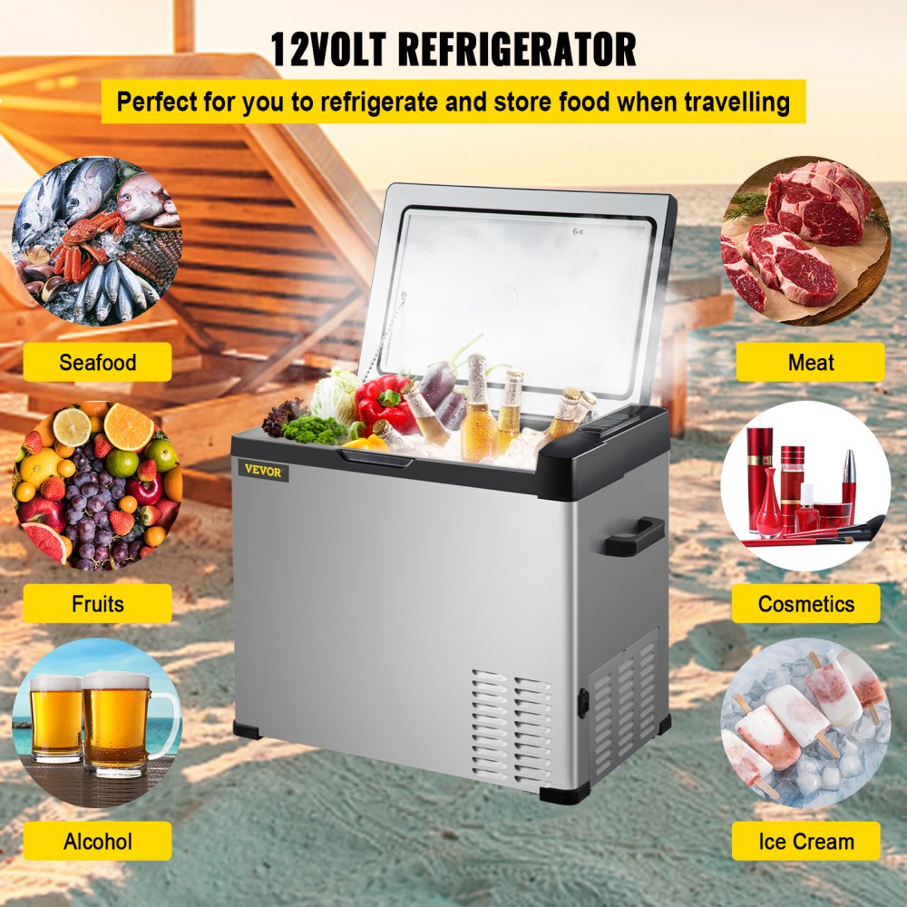 AMITOOLS 12 Volt Refrigerator, Portable Refrigerator (-4℉~68℉) With APP Control Car Compressor Fridge Cooler 12V/24V DC and 110-220V AC For Camping, Road Trip, Boat, Skincare, Outdoor and Home (32 Quart)