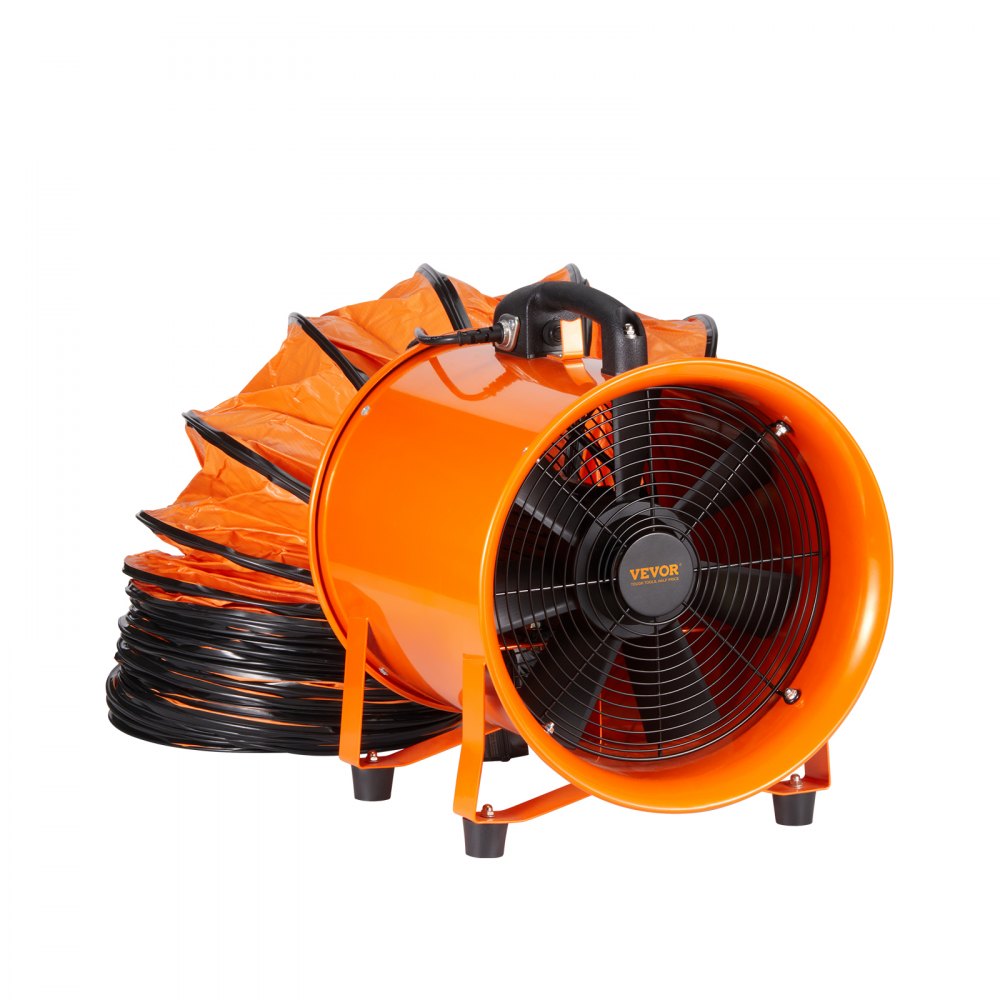 AMITOOLS Portable Ventilator, 10 inch Heavy Duty Cylinder Fan with 33ft Duct Hose, 380W Strong Shop Exhaust Blower 1893FM, Industrial Utility Blower for Sucking Dust, Smoke, Smoke Home/Workplace