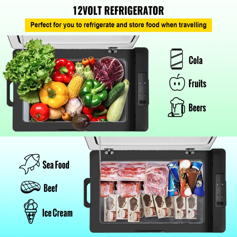 AMITOOLS 12 Volt Refrigerator, Portable Refrigerator (-4℉~68℉) With APP Control Car Compressor Fridge Cooler 12V/24V DC and 110-220V AC For Camping, Road Trip, Boat, Skincare, Outdoor and Home (42 Quart)