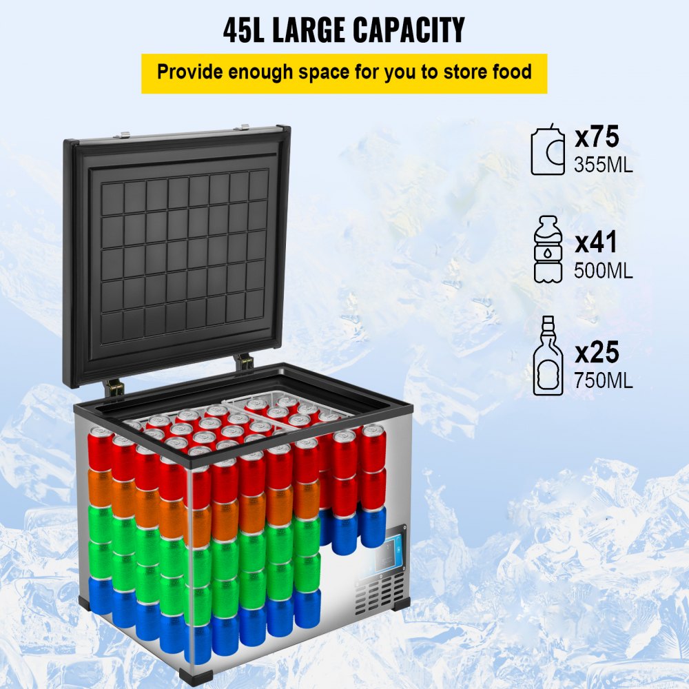 AMITOOLS Portable Refrigerator 48 Quart, 12 volt Refrigerator with Compressor and App Control, Metal Shell Chest Refrigerator, -4℉ to 68℉, DC 12/24V, AC 110-240V（Home & Car Use）