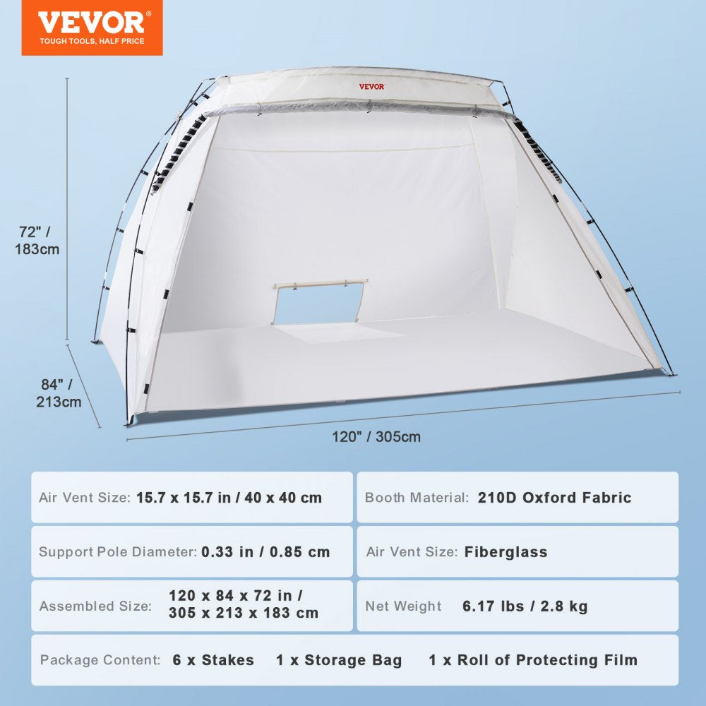 AMITOOLS Portable Paint Booth, Larger Spray Paint Tent with Built-in Floor & Mesh Screen, Painting Tent Station for Furniture DIY Hobby Tool, 10x7x6ft Spray Paint Shelter