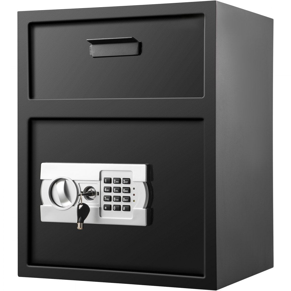 AMITOOLS Digital Depository Safe 1.7 Cubic Feet Made of Carbon Steel Electronic Code Lock Depository Safe with Deposit Slot with Two Emergency Keys Depository Box for Home Hotel Restaurant and Office