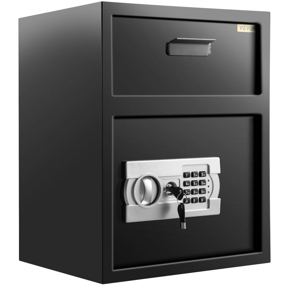 AMITOOLS Digital Depository Safe 1.7 Cubic Feet Made of Carbon Steel Electronic Code Lock Depository Safe with Deposit Slot with Two Emergency Keys Depository Box for Home Hotel Restaurant and Office