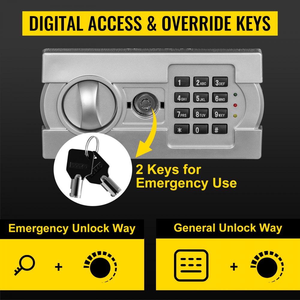 AMITOOLS Digital Depository Safe 1.7 Cubic Feet Made of Carbon Steel Electronic Code Lock Depository Safe with Deposit Slot with Two Emergency Keys Depository Box for Home Hotel Restaurant and Office