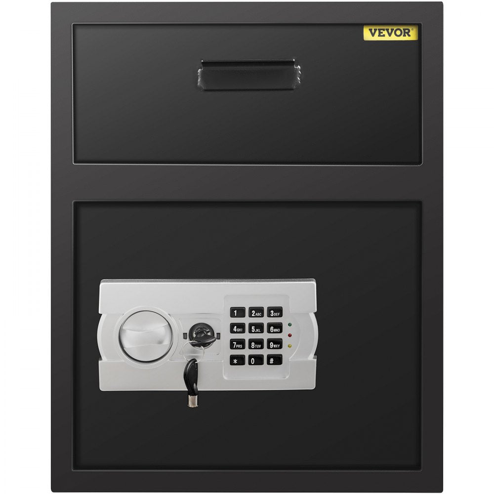 AMITOOLS Digital Depository Safe 1.7 Cubic Feet Made of Carbon Steel Electronic Code Lock Depository Safe with Deposit Slot with Two Emergency Keys Depository Box for Home Hotel Restaurant and Office