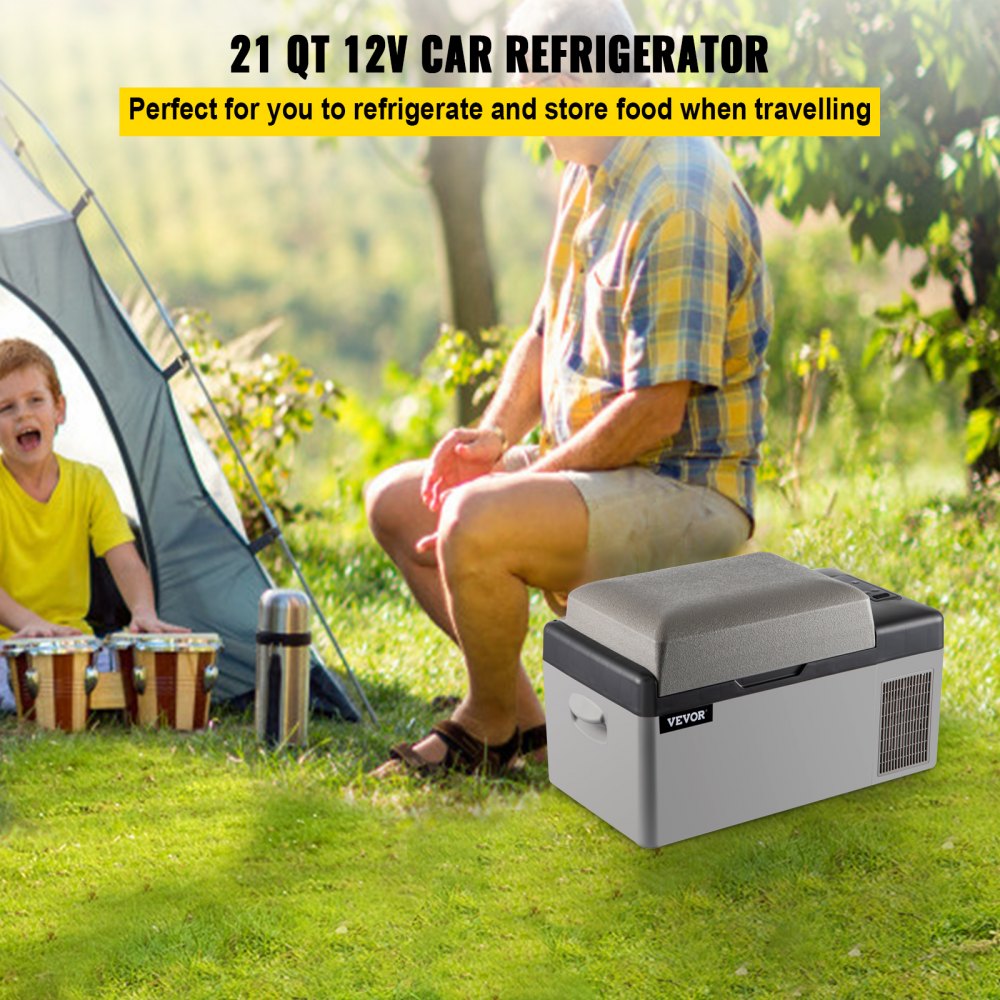 AMITOOLS Portable Refrigerator 21 Quart(20 Liter),12 Volt Refrigerator App Control(-4℉~68℉), Car Refrigerator Electric Compressor Cooler with 12/24v DC & 110-240v AC for Camping, Travel, Fishing, Outdoor or Home Use