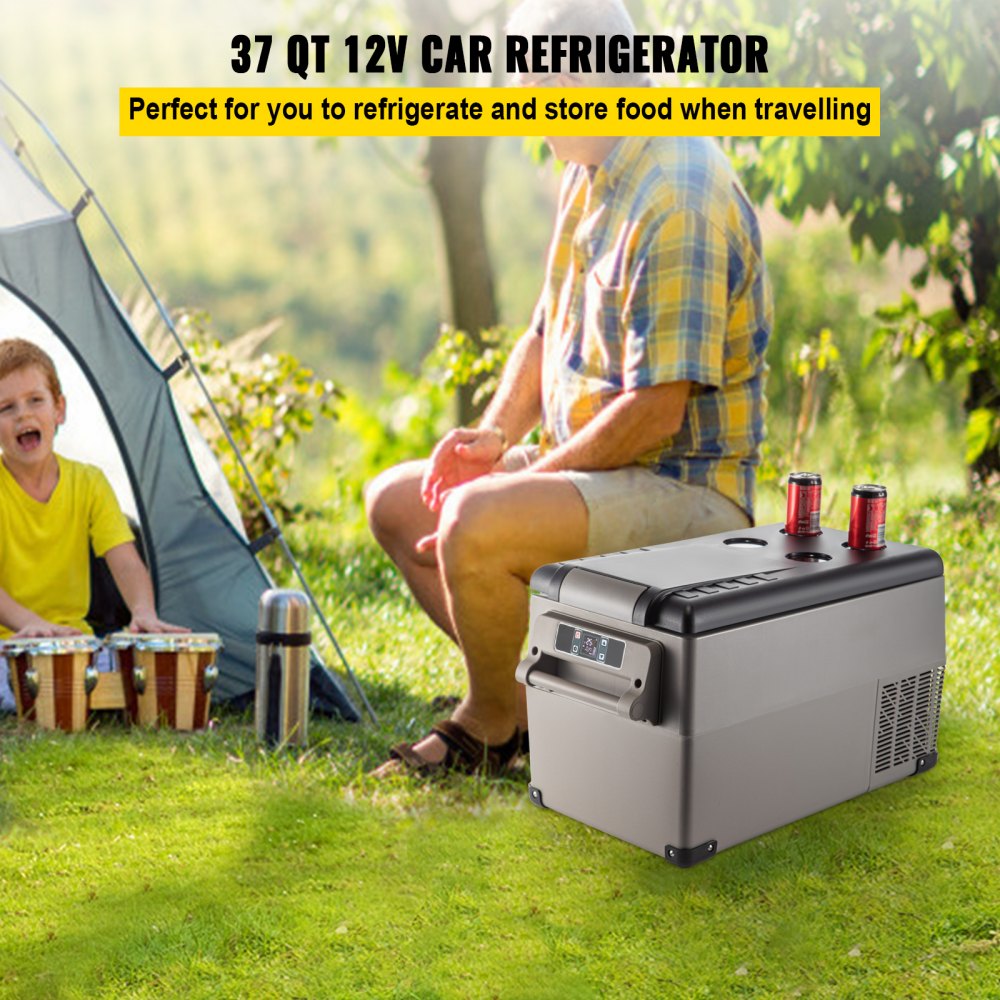 AMITOOLS Portable Refrigerator 37 Quart(35 Liter),12 Volt Refrigerator App Control(-4℉~68℉), Car Refrigerator Dual Zone with 12/24v DC & 110-240v AC for Camping, Travel, Fishing, Outdoor or Home Use