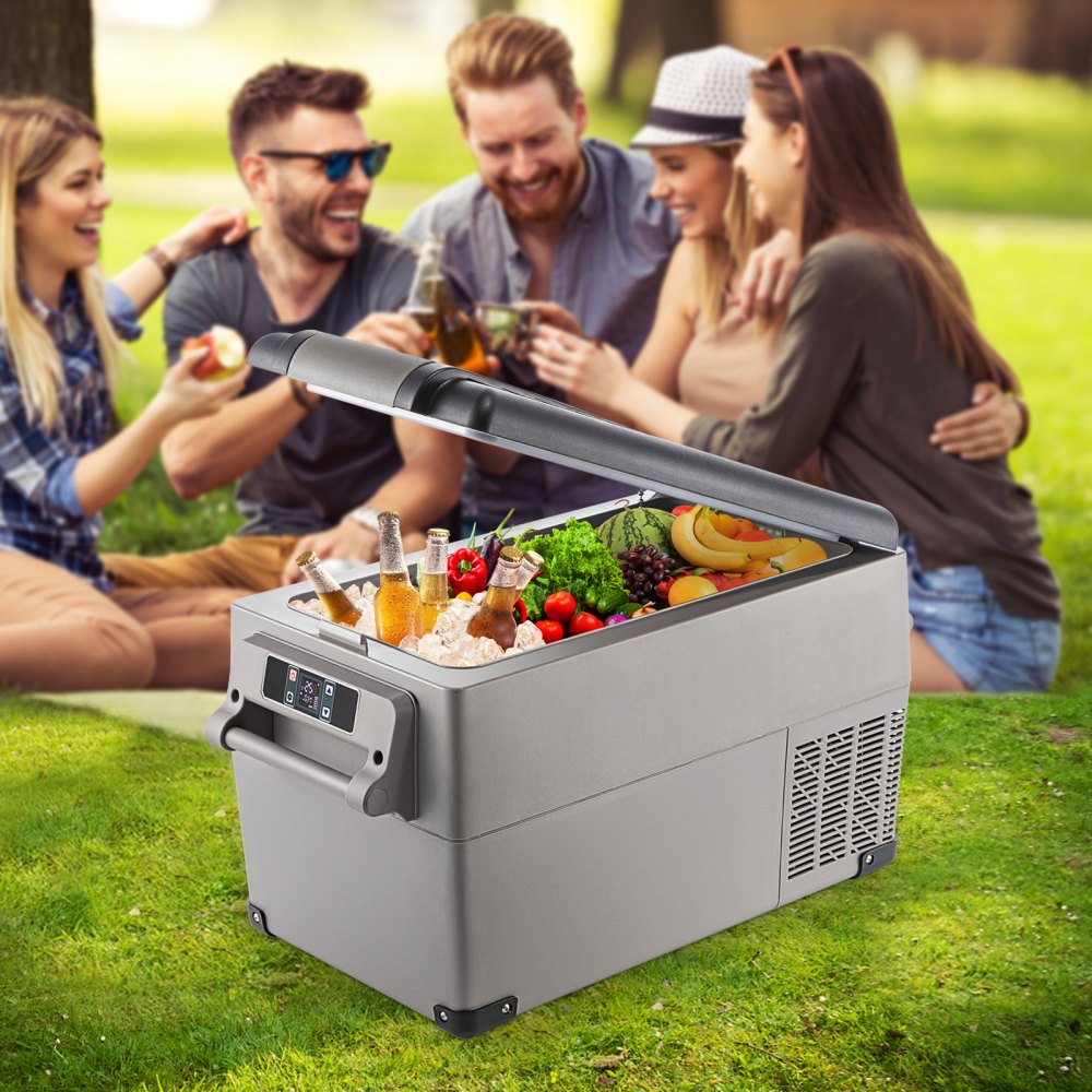 AMITOOLS Portable Refrigerator 37 Quart(35 Liter),12 Volt Refrigerator App Control(-4℉~68℉), Car Refrigerator Dual Zone with 12/24v DC & 110-240v AC for Camping, Travel, Fishing, Outdoor or Home Use