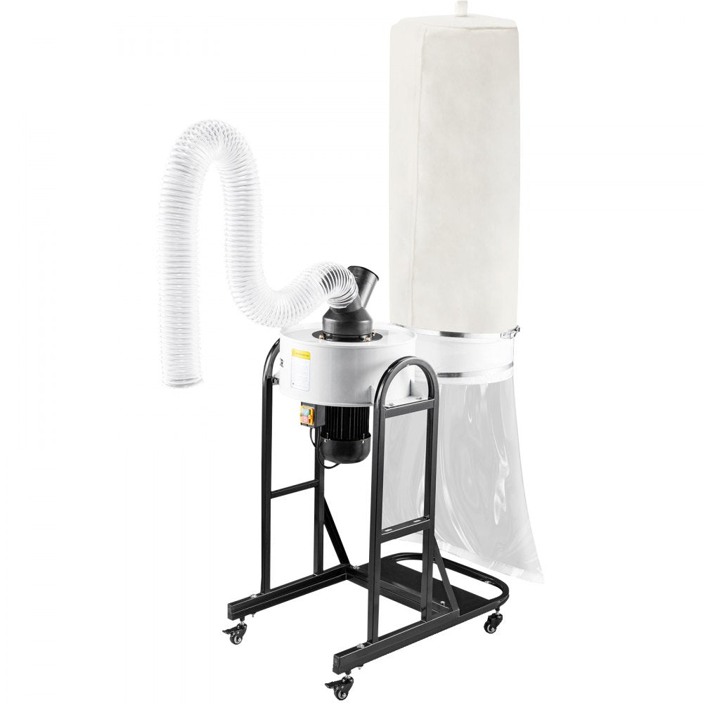 AMITOOLS 1.5 HP Dust Collector, 647 CFM Portable Vortex Dust Collector, Woodworking Dust Collector with 13.2-Gallon Collection Bag and Mobile Base, 220V Dust Collection System 25-Micron Canister Kit