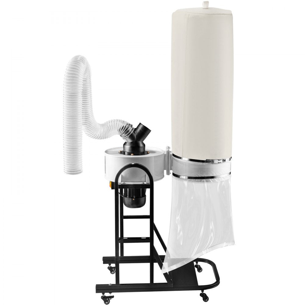 AMITOOLS 1.5 HP Dust Collector, 647 CFM Portable Vortex Dust Collector, Woodworking Dust Collector with 13.2-Gallon Collection Bag and Mobile Base, 220V Dust Collection System 25-Micron Canister Kit