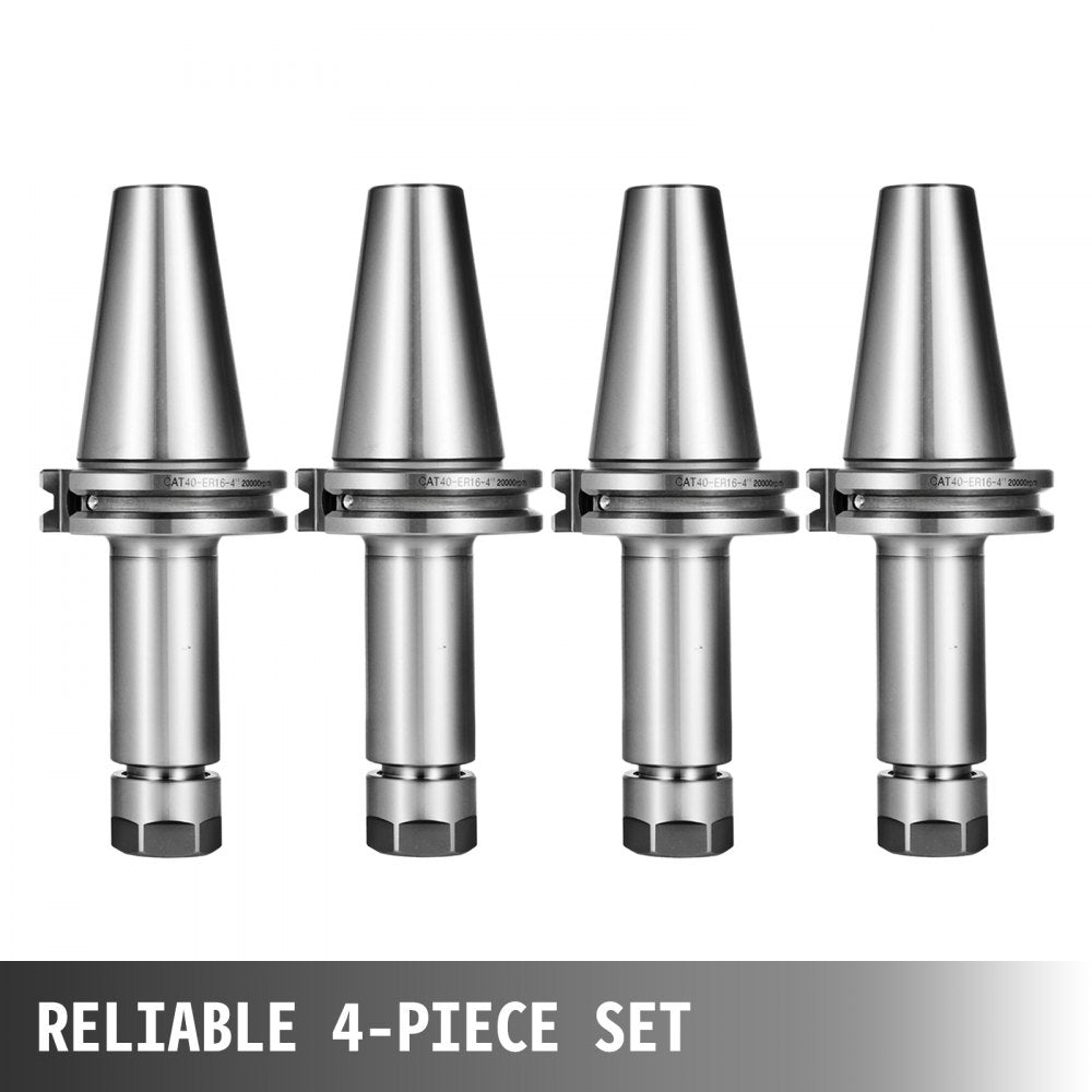 AMITOOLS 4Pcs CAT40 Tool Holder ER16 Collet Chuck Set length 100mm Chuck Tool Holder Set Mill Holder for CNC Engraving Machine Milling Lathe(4Pcs CAT40 ER16 100mm)