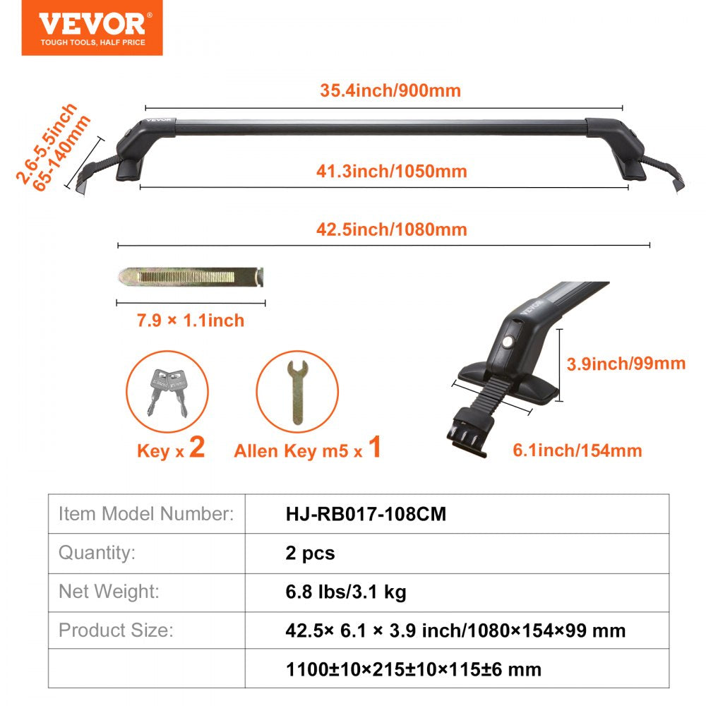 AMITOOLS Universal Roof Rack Cross Bars, 41.3