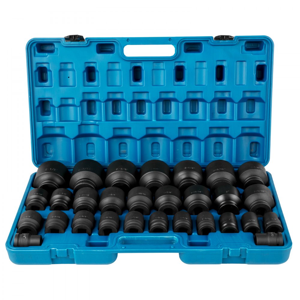 AMITOOLS Impact Socket Set 3/4 Inches 29 Piece Impact Sockets, 6-Point Sockets, Rugged Construction, CR-M0, 3/4 Inches Drive Socket Set Impact SAE 3/4 inch - 2-1/2 inch, with a Storage Cage