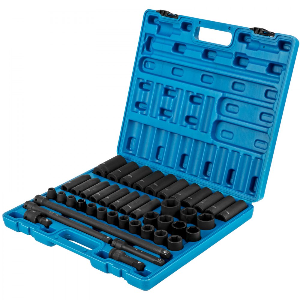 AMITOOLS Impact Socket Set 1/2 Inches 43 Piece Impact Sockets, Standard Socket Assortment, 1/2 Inches Drive Socket Set 6-Point Sockets Metric 9-30mm (Standard/Deep)