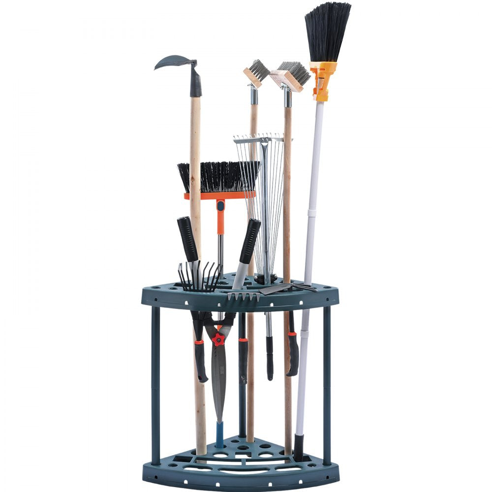 AMITOOLS Garden Tool Organizer, 19 Slots, Yard Tool Tower Rack for Garage Organization and Storage, Hold Long-Handled Tool/Rake/Broom/Shovel, PP Garden Tool Stand Holder Organizer for Yard, Shed, Outdoor