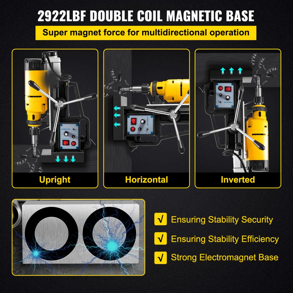 AMITOOLS Mag Drill, 0-300 RPM Stepless Speed Electromagnetic Drill Press, 2