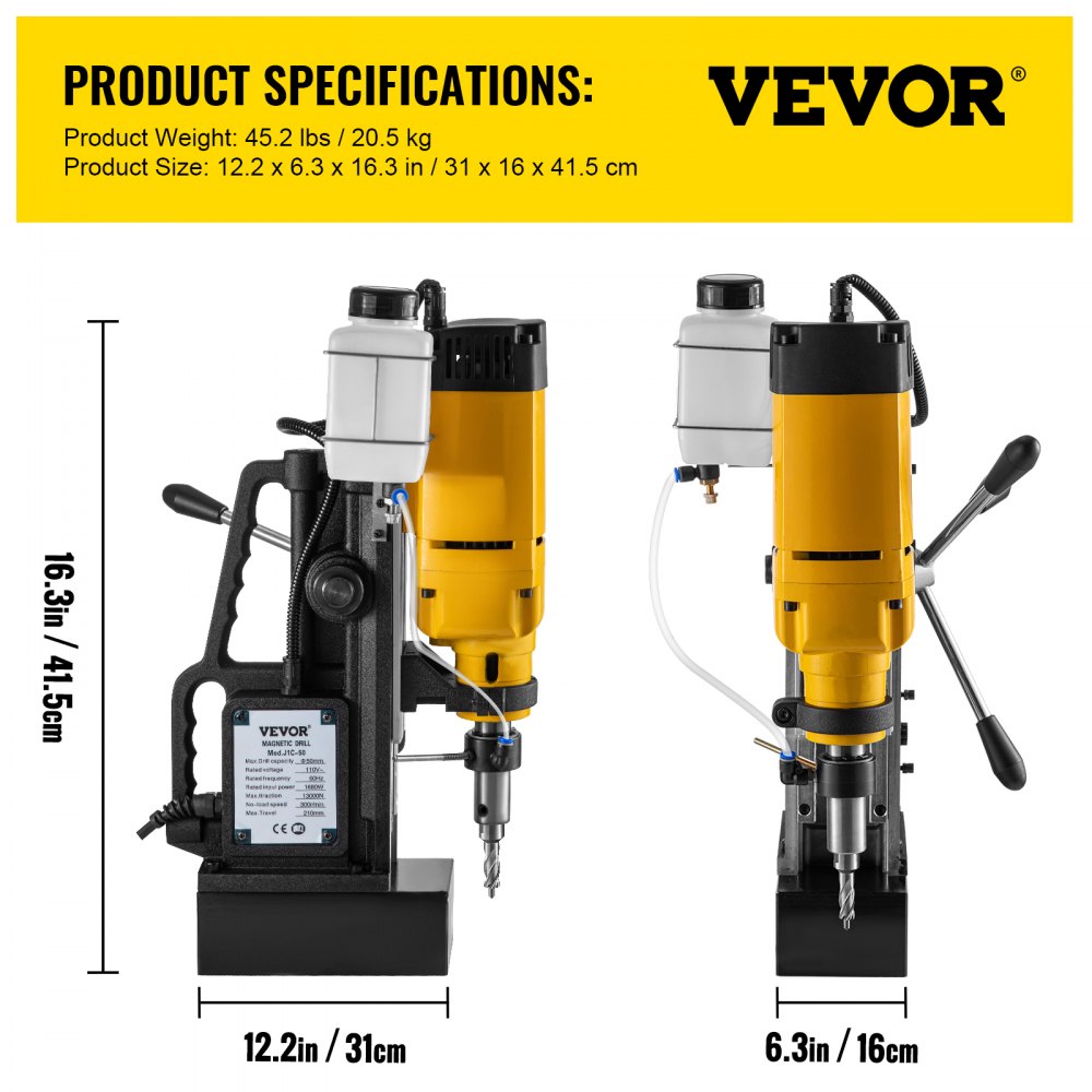 AMITOOLS Mag Drill, 0-300 RPM Stepless Speed Electromagnetic Drill Press, 2