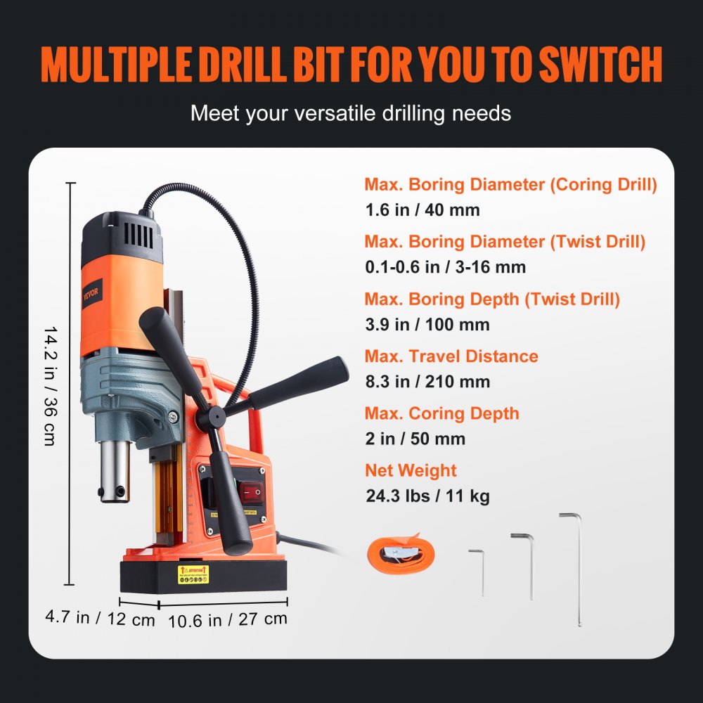 AMITOOLS Magnetic Drill 1300W 2922lbf/13000N Portable Mag Drill Press 810RPM