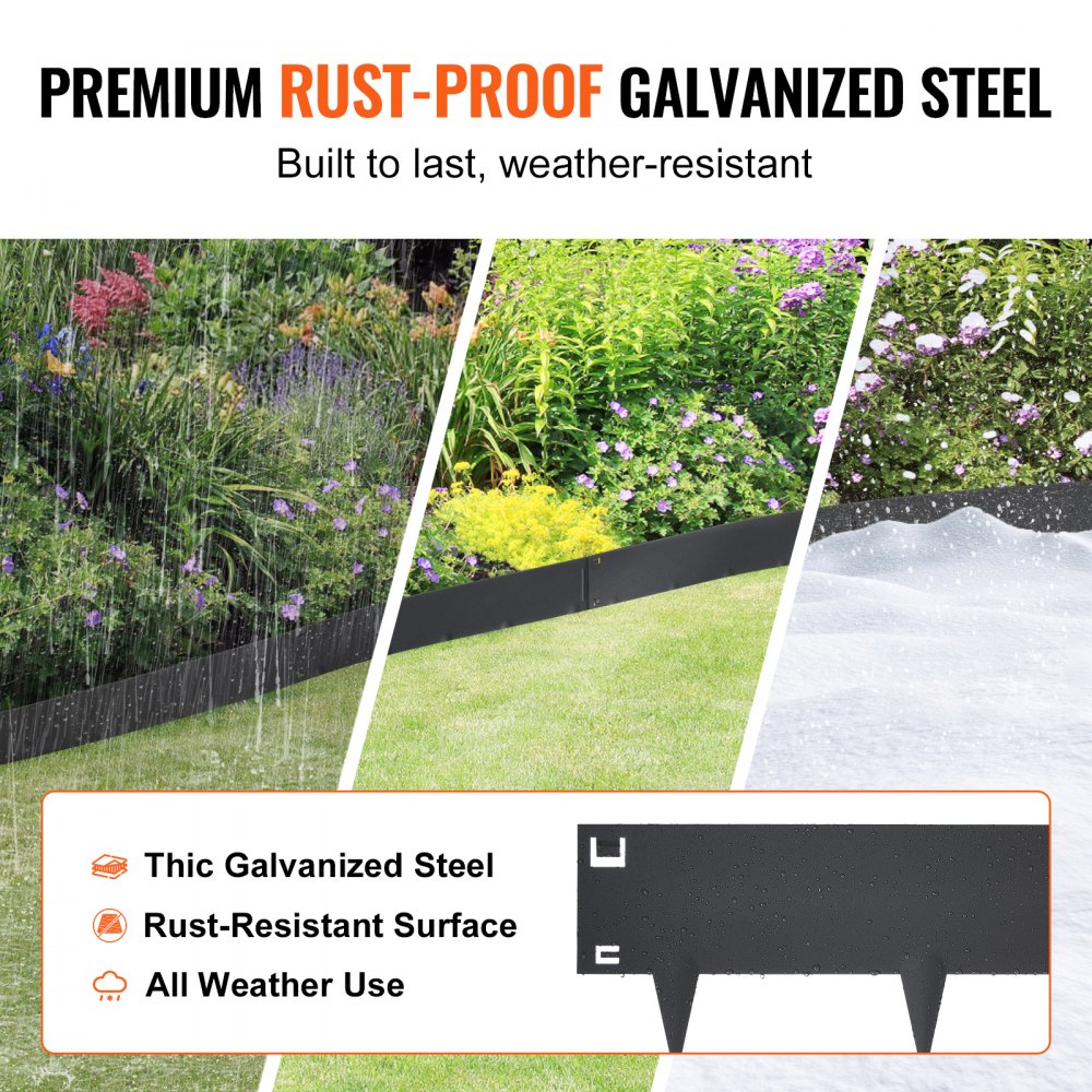 AMITOOLS Steel Landscape Edging, 5-pack Steel Garden Edging Borders, 39