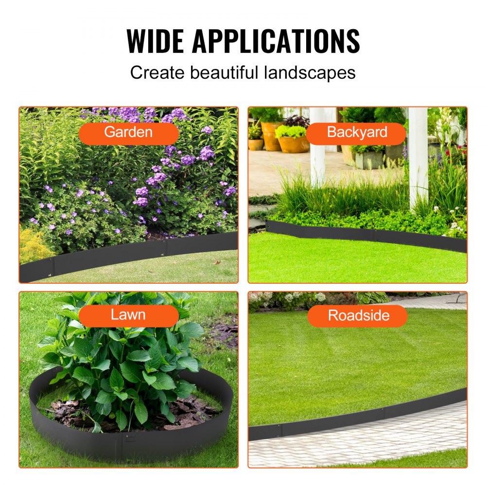 AMITOOLS Steel Landscape Edging, 5-pack Steel Garden Edging Borders, 39