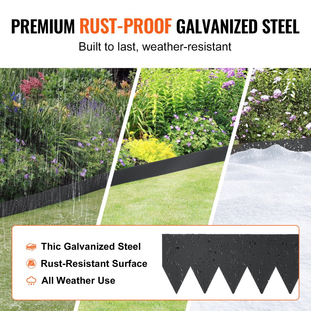 AMITOOLS Steel Landscape Edging, 6-pack Steel Garden Edging Borders, 40