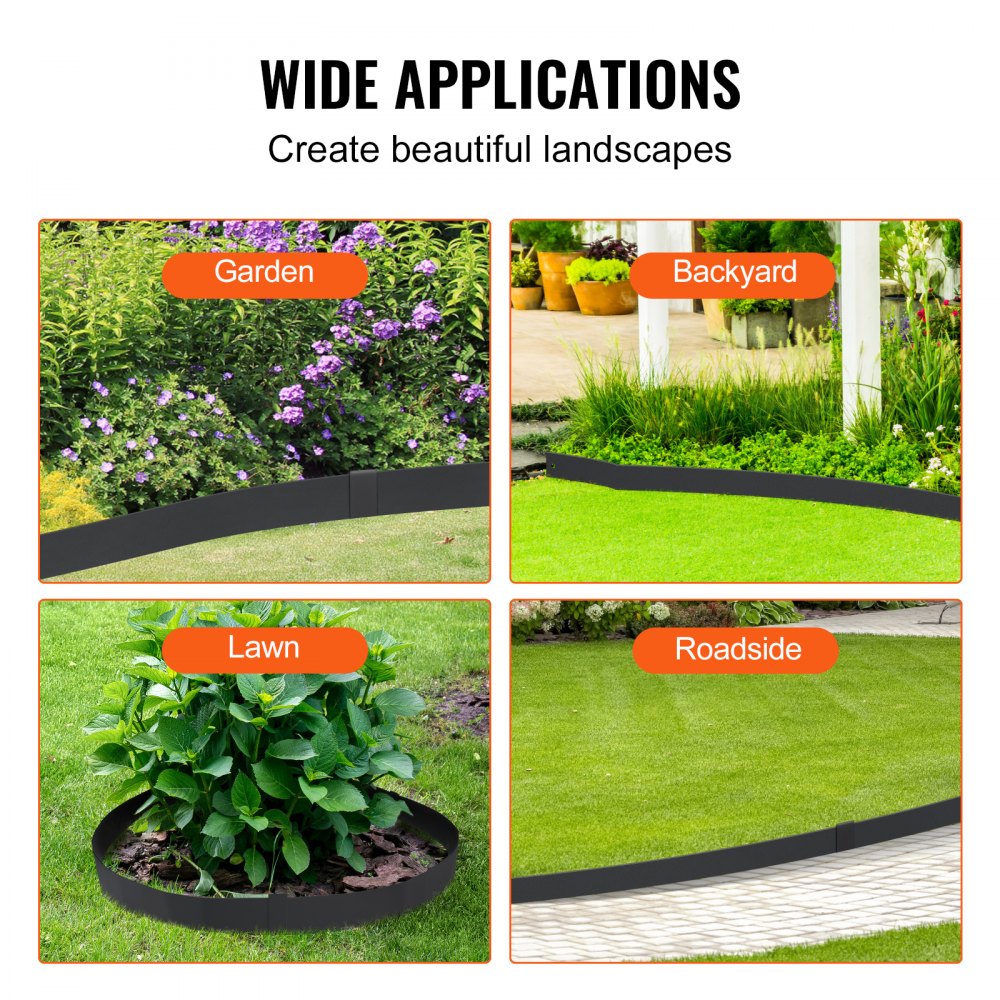 AMITOOLS Steel Landscape Edging, 6-pack Steel Garden Edging Borders, 40