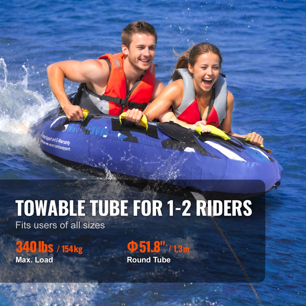 AMITOOLS Towable Tube for Boating, 340 lbs, 1-2 Riders Inflatable Boat Tubes and Towables, 51.8