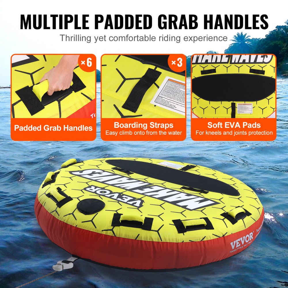 AMITOOLS Towable Tube for Boating, 1-3 Riders Inflatable Boat Tubes and Towables, 510 lbs, 63