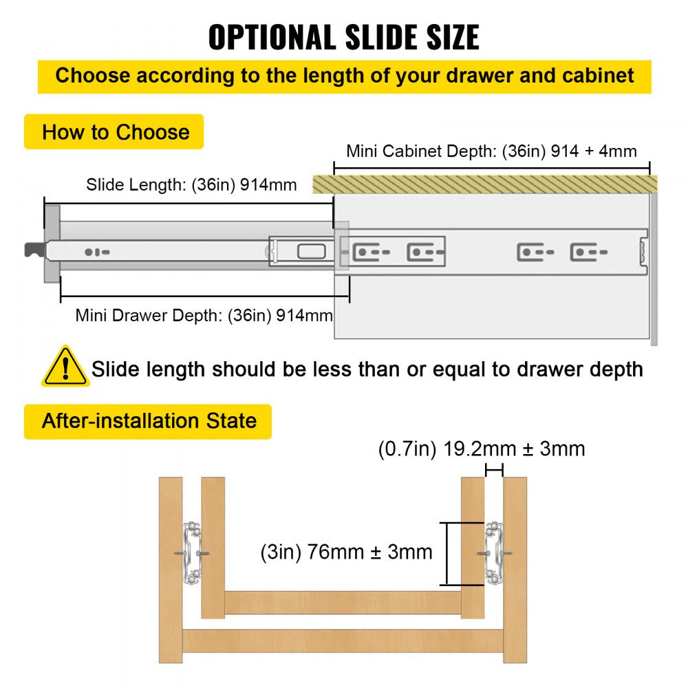 AMITOOLS Heavy Duty Drawer Slides 2PCS Drawer Slides 36