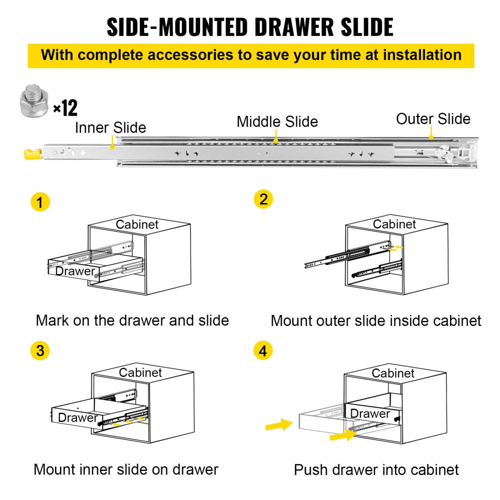 AMITOOLS Heavy Duty Drawer Slides 2PCS Drawer Slides 36