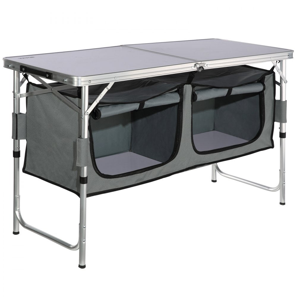 AMITOOLS Camping Kitchen Table, Quick set-up Folding Camping Table, 3 Adjustable Heights, MDF Camping Table, Ideal for Outdoor Picnics, BBQs, Camping, RV Traveling