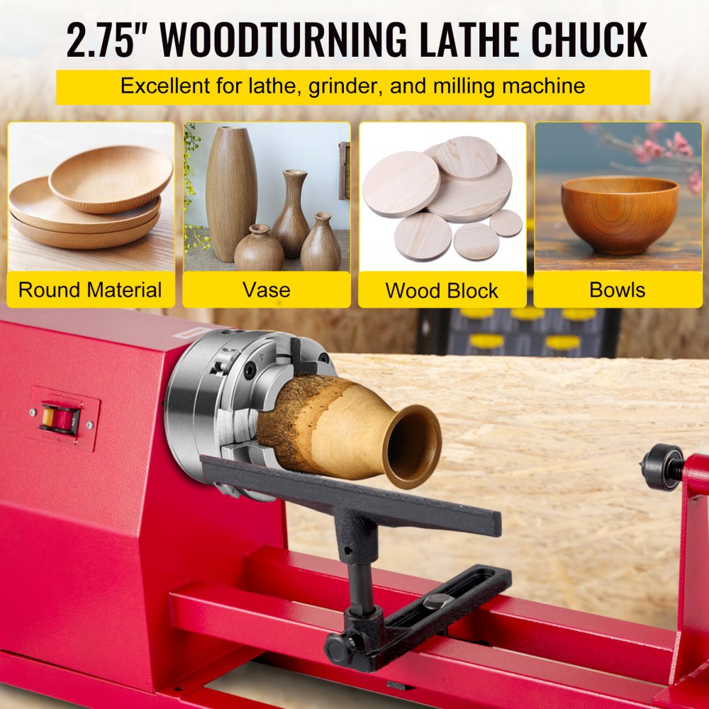 AMITOOLS 2.75-Inch Wood Lathe Chuck, 4-Jaw Precision Self-Centering Keyed Lathe Chuck Set, 1-Inch x 8TPI Thread Mini Lathe Chuck, Woodturning Chuck Jaws, Wood Lathe Accessories for Bowls Vases