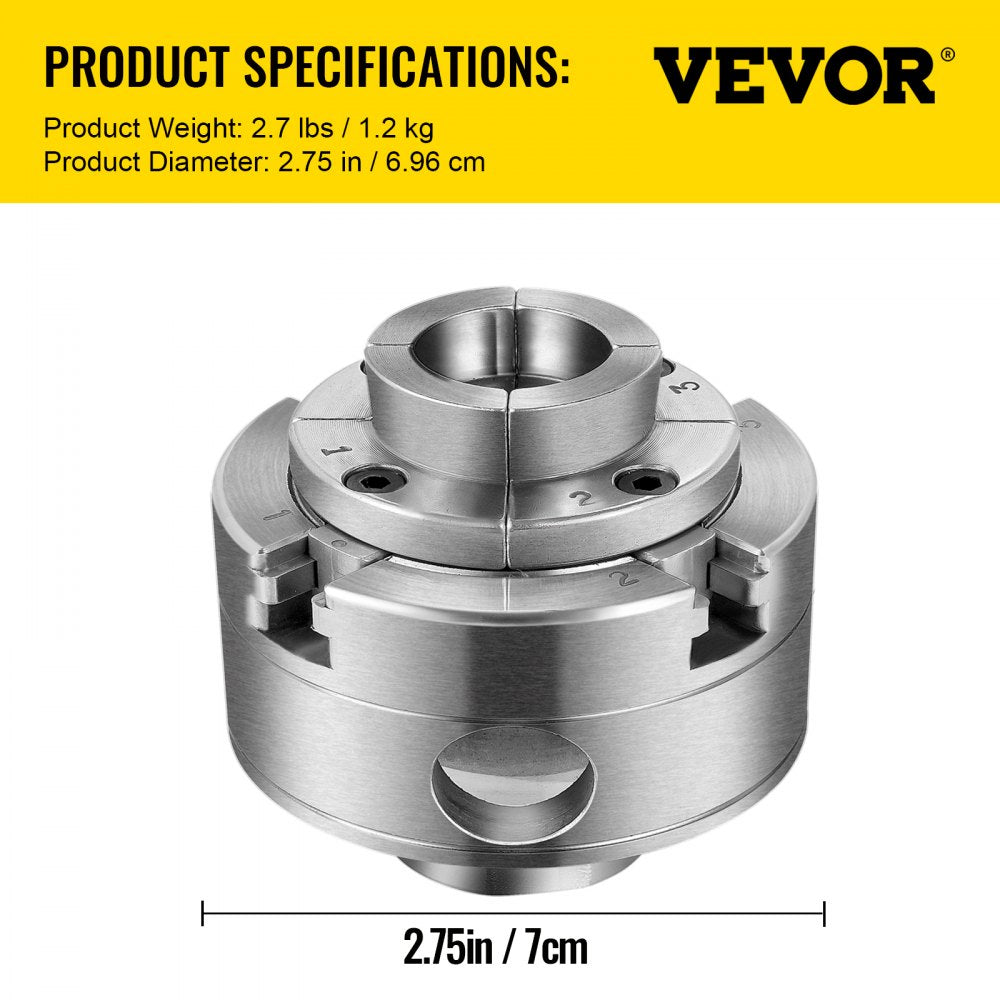 AMITOOLS 2.75-Inch Wood Lathe Chuck, 4-Jaw Precision Self-Centering Keyed Lathe Chuck Set, 1-Inch x 8TPI Thread Mini Lathe Chuck, Woodturning Chuck Jaws, Wood Lathe Accessories for Bowls Vases