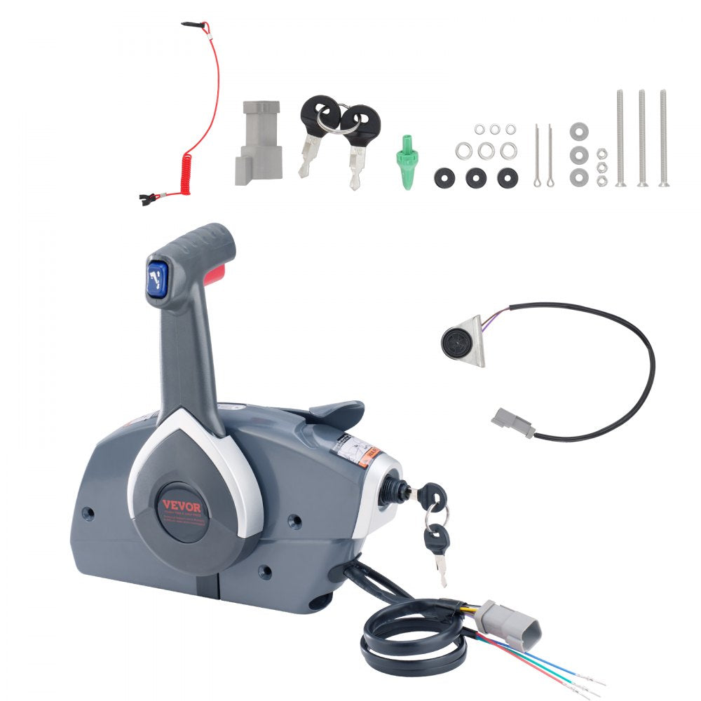 AMITOOLS Boat Throttle Control, 5006180 Side-Mounted Outboard Remote Control Box for Evinrude Johnson, Marine Throttle Control Box with Power Trim Switch and Lanyard