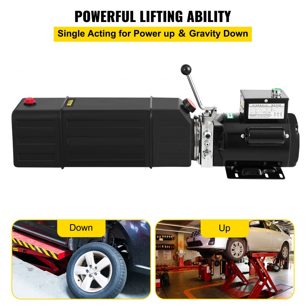 AMITOOLS Hydraulic Pump 4 Gallon Hydraulic Motor Hydraulic Lift Single Phase Car Lift 3420 RPM Dump Trailer 208-230 Volt Portable Car Lift 2 Horsepower Auto Lift Vehicle Lift Portable Power Press