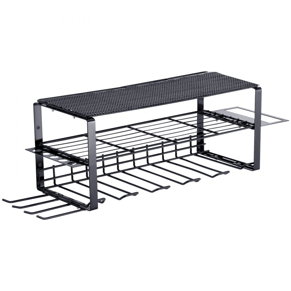 AMITOOLS Power Tool Organizer, 5 Slot, 3 Layers, Cordless Drill Holder Wall Mount, Battery Charging Station Storage Rack, Multi-Function Garage Organization, Heavy Duty Metal Shelf for Screwdriver Pliers