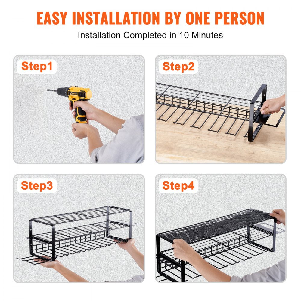 AMITOOLS Power Tool Organizer, 7 Slot, 3 Layers, Cordless Drill Holder Wall Mount, Battery Charging Station Storage Rack, Multi-Function Garage Organization, Heavy Duty Metal Shelf for Screwdriver Pliers