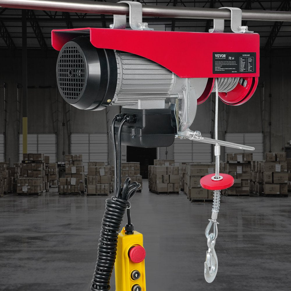 AMITOOLS Electric Hoist, 1320 lbs Lifting Capacity, 1150W 110V Electric Steel Wire Winch with 14ft Wired Remote Control, 40ft Single Cable Lifting Height & Pure Copper Motor, for Garage Warehouse Factory