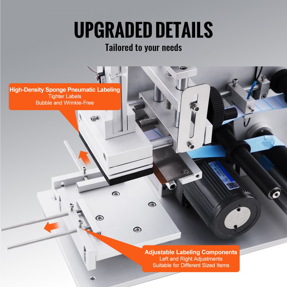 AMITOOLS Electric Flat Labeling Machine, 25-60pcs/min, Flat Surface Label Applicator for Cardboard Boxes/Square Bottles/Tin Cans, Labeler Suitable for Item Size Range of 4.72 x 5.9 x (0.98-3.54) inches