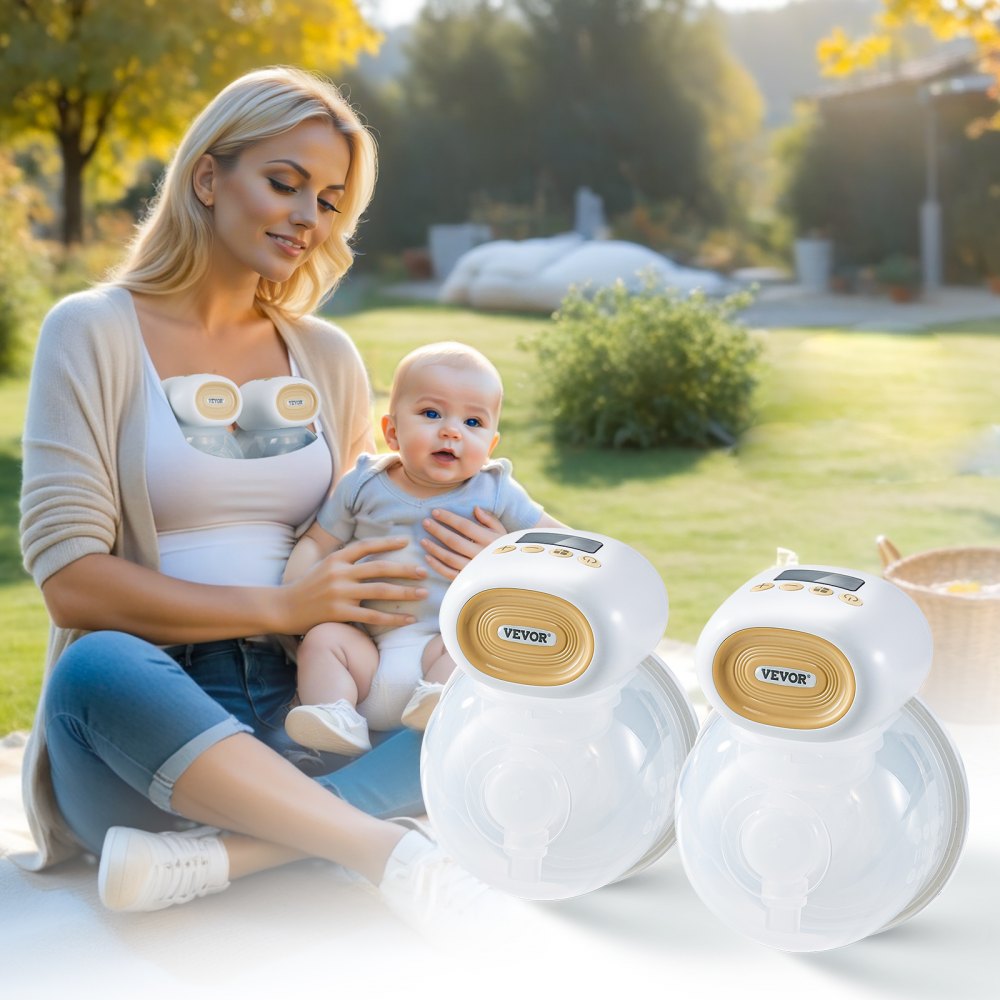 AMITOOLS Breast Pump, Wearable Electric Breast Pumps Hands Free, 4 Mode & 12 Levels, 300mmHg Strong Suction, Ultra-Quiet Rechargeable Portable Breastfeeding Pump with LED Display, 24mm Insert/28mm Flange