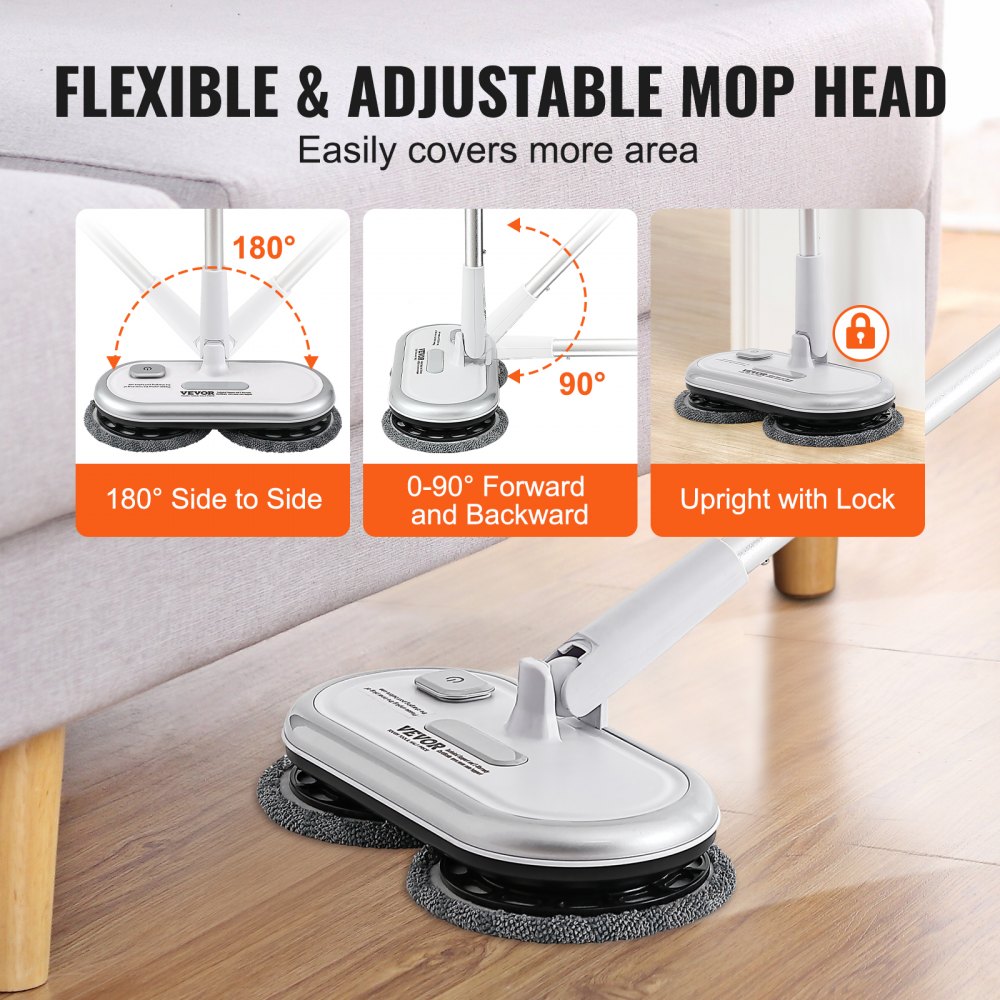 AMITOOLS Cordless Electric Mop, Up to 70 mins Powerful Battery, Electric Spin Mop with Dual Spinning Mop Heads, 4 Microfiber Pads & 2 Floor Scrubber Pads, for Hardwood Floor/Bathroom/Tile Floor Cleaning