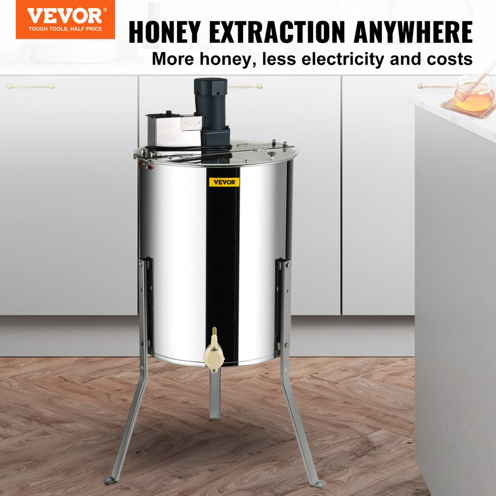 AMITOOLS Electric Honey Extractor, 4/8 Frames Honey Spinner Extractor, Stainless Steel Beekeeping Extraction, Apiary Centrifuge Equipment with Height Adjustable Stand, Honeycomb Drum Spinner with Lid