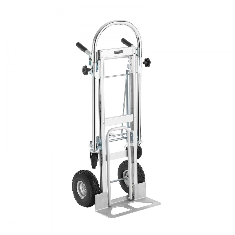 AMITOOLS Aluminum Folding Hand Truck, 4 in 1 Design 1000 lbs Capacity, Heavy Duty Industrial Collapsible cart, Dolly Cart with Rubber Wheels for Transport and Moving in Warehouse, Supermarket, Garden