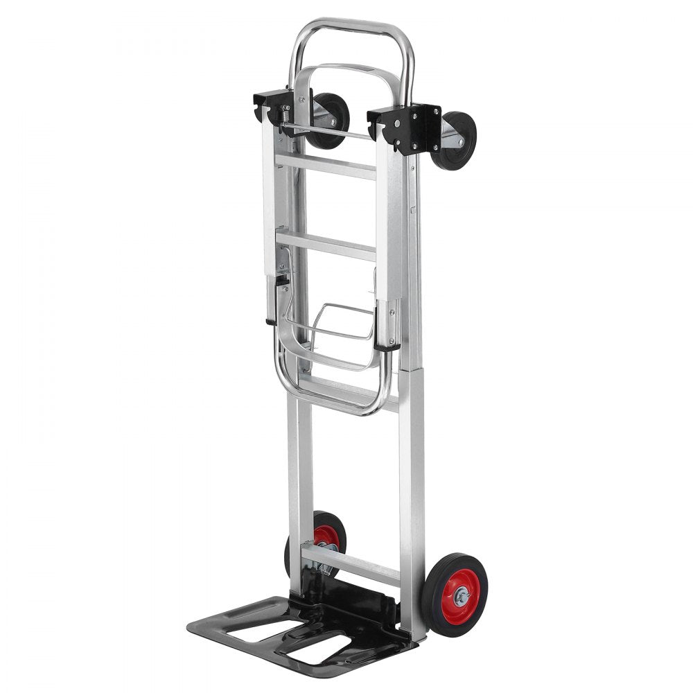 AMITOOLS Aluminum Folding Hand Truck, 2 in 1 Design 400 lbs Capacity, Heavy Duty Industrial Collapsible cart, Dolly Cart with Rubber Wheels for Transport and Moving in Warehouse, Supermarket, Garden