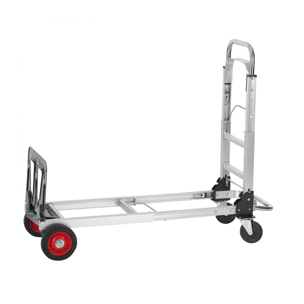 AMITOOLS Aluminum Folding Hand Truck, 2 in 1 Design 400 lbs Capacity, Heavy Duty Industrial Collapsible cart, Dolly Cart with Rubber Wheels for Transport and Moving in Warehouse, Supermarket, Garden