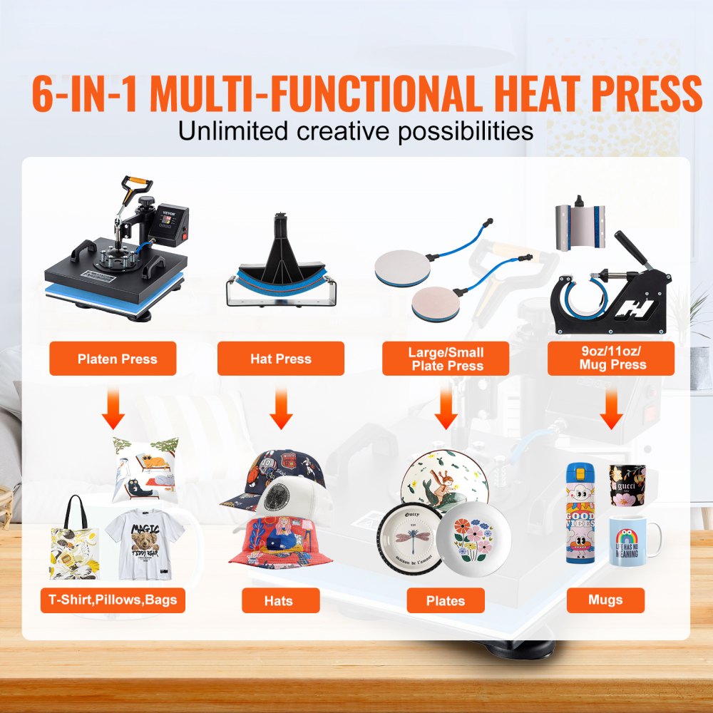 AMITOOLS Heat Press Machine, 6 in 1 Combo Heat Press, 15