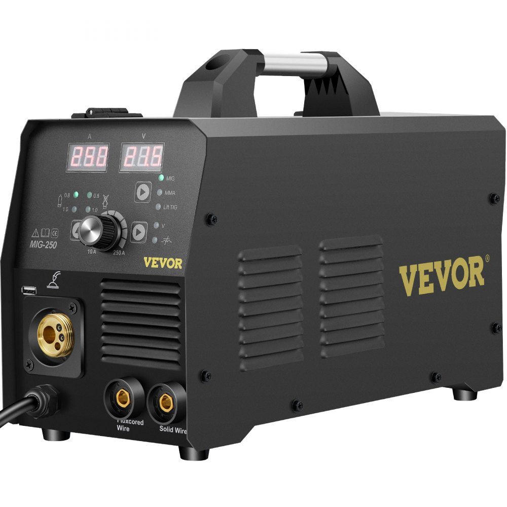 AMITOOLS 250Amp MIG Welder, Welding Machine 3 in 1, 220V Flux Core/Gas/Solid Wire Welding Machine w/IGBT Inverter & Torch, Digital MIG/Lift TIG/Stick Multiprocess Welder